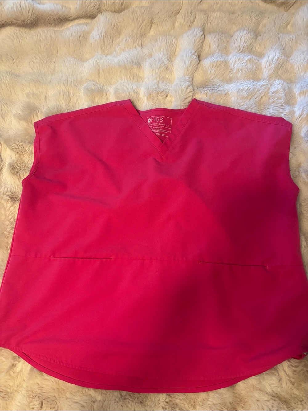 Figs Hot Pink V-Neck Scrub Top